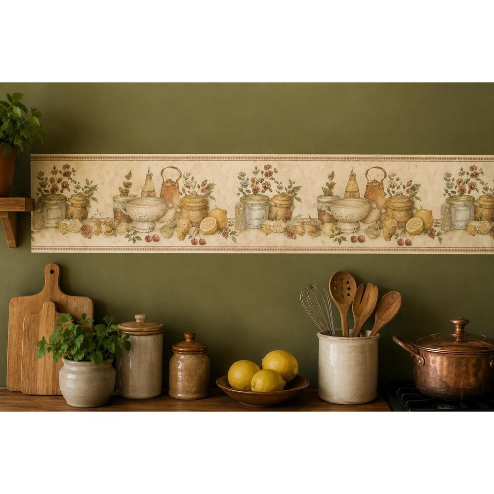 Vintage Cottage Kitchen Wallpaper Border Roll Country Kitchen Trim NEW
